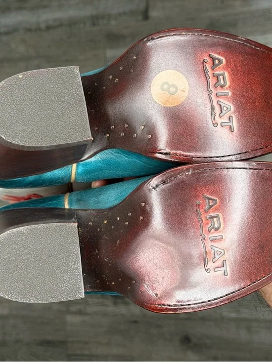 ARIAT WOMEN STARLIGHT WESTERN BOOTS - SNIP TOE TURQUOISE size 8 rodeo stagecoach - Picture 11 of 12